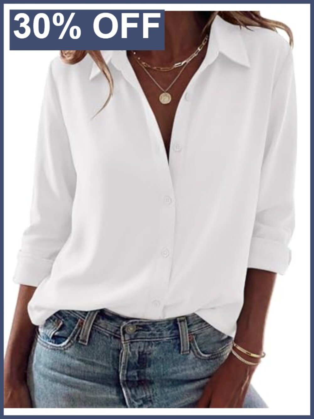 Zeagoo Women's Button Down Blouse Long Sleeve Turn Down Collar Curved Hem